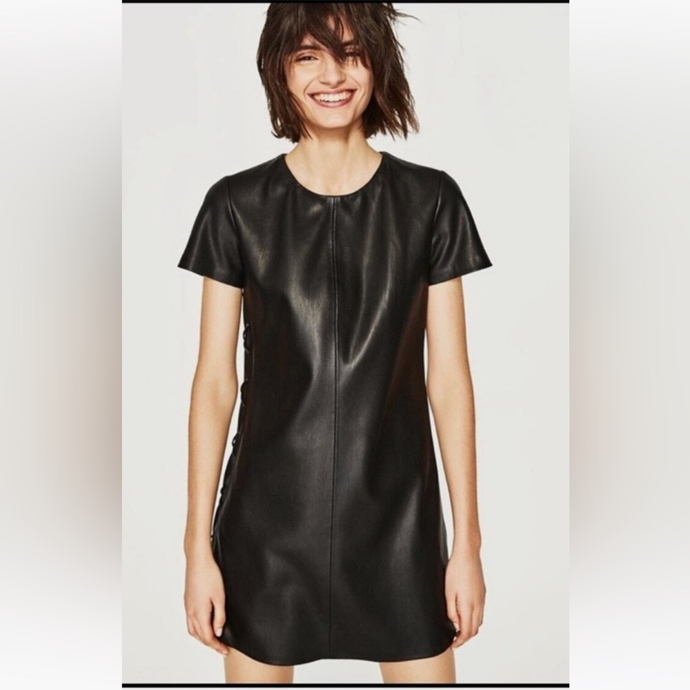 Zara faux leather mini dress
